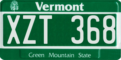 VT license plate XZT368