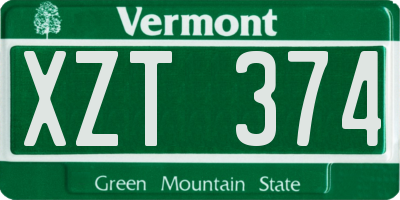 VT license plate XZT374