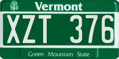 VT license plate XZT376
