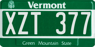 VT license plate XZT377