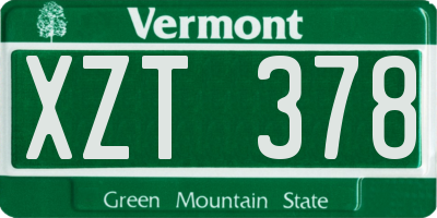 VT license plate XZT378