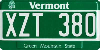 VT license plate XZT380