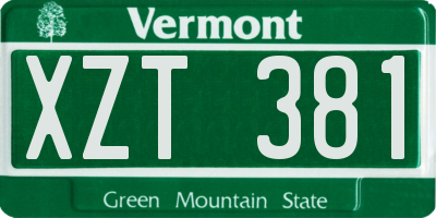 VT license plate XZT381