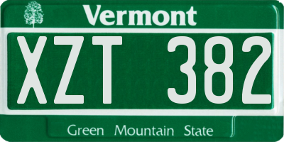 VT license plate XZT382