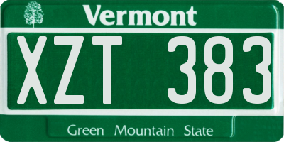 VT license plate XZT383