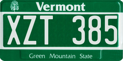 VT license plate XZT385