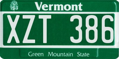 VT license plate XZT386