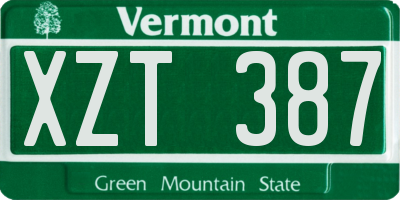 VT license plate XZT387