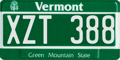 VT license plate XZT388