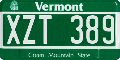 VT license plate XZT389