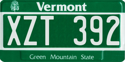 VT license plate XZT392