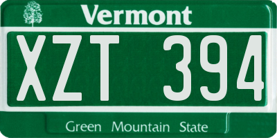 VT license plate XZT394