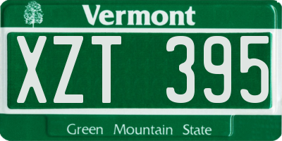 VT license plate XZT395