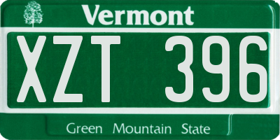 VT license plate XZT396
