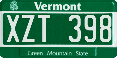 VT license plate XZT398