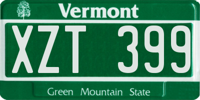 VT license plate XZT399