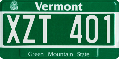 VT license plate XZT401
