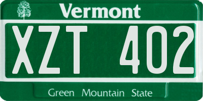 VT license plate XZT402
