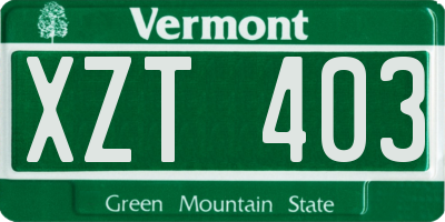 VT license plate XZT403