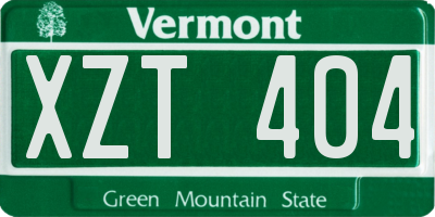 VT license plate XZT404