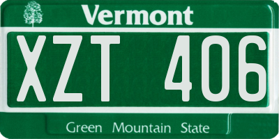 VT license plate XZT406
