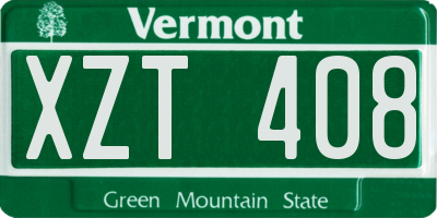 VT license plate XZT408