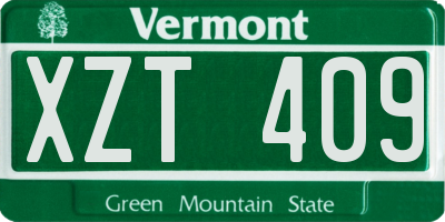 VT license plate XZT409
