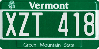 VT license plate XZT418