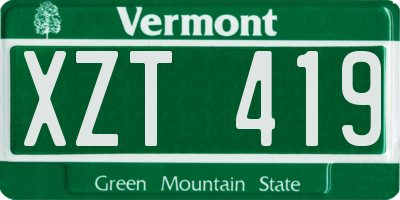 VT license plate XZT419