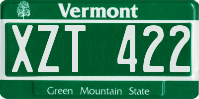 VT license plate XZT422