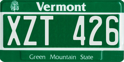 VT license plate XZT426
