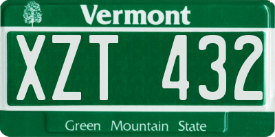 VT license plate XZT432