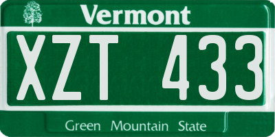 VT license plate XZT433