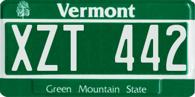 VT license plate XZT442