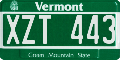 VT license plate XZT443