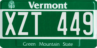 VT license plate XZT449
