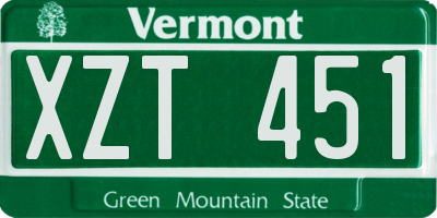 VT license plate XZT451