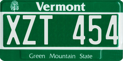 VT license plate XZT454