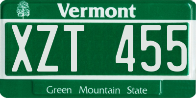 VT license plate XZT455