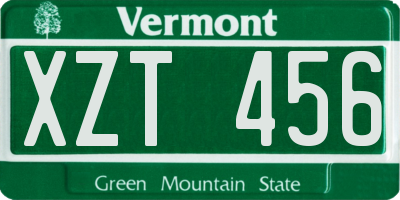 VT license plate XZT456