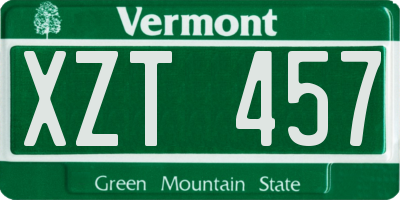 VT license plate XZT457