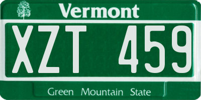 VT license plate XZT459