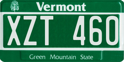 VT license plate XZT460