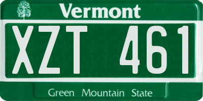 VT license plate XZT461