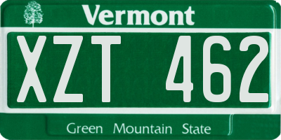 VT license plate XZT462