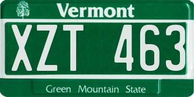 VT license plate XZT463