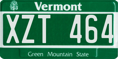 VT license plate XZT464