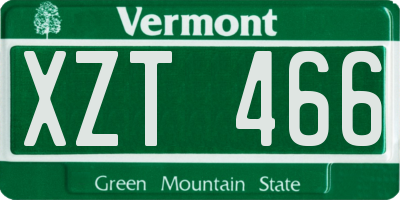 VT license plate XZT466