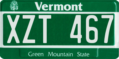 VT license plate XZT467