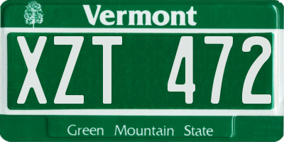 VT license plate XZT472